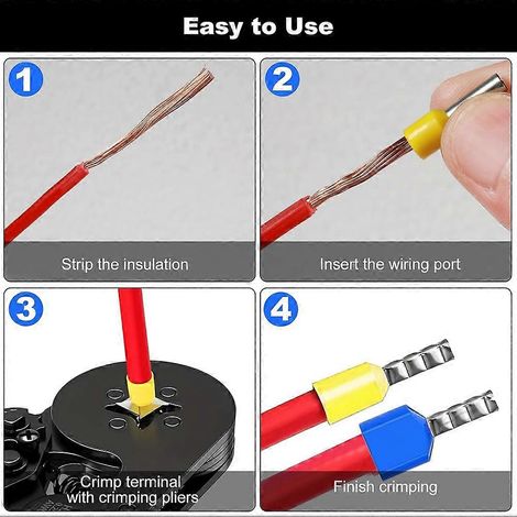 Kit de 900 embouts de connexion pour fils, assortiment d'embouts isolés, ensemble d'embouts pour fils doubles et d'embouts pour fils simples