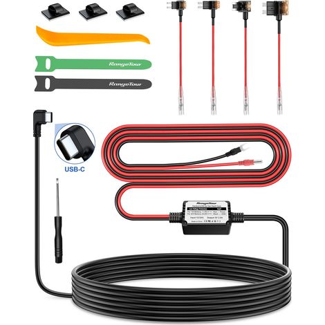 Dashcam Hardwire Kit 4m USB-C, 12V-24V à 5V 2,5A Chargeur de Voiture Ensemble de Fusibles à Fil Dur avec 4 Adaptateurs d'alimentation 3 Fusibles pour Caméras de Tableau de Bord (1/5)