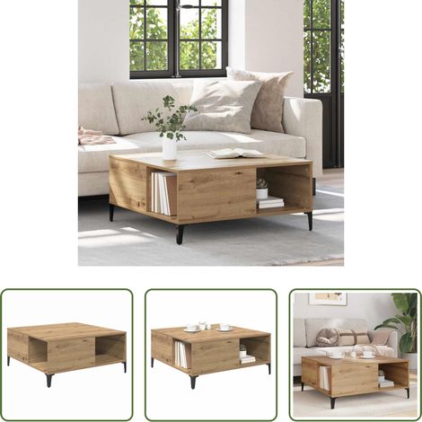 Table basse chêne - Table basse Chêne artisanal 80 x 80 x 36,5 cm Bois d'ingénierie (1/5)