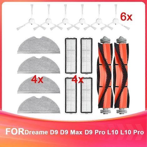 Pièces de rechange pour aspirateurs Dreame D9, D9 Max, D9 Pro, L10 et L10 Pro : brosse principale, brosse latérale (1/5)