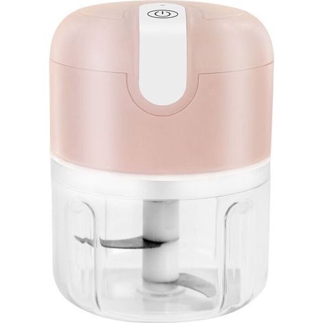 Presse-ail électrique 250 ml - Hachoir sans fil pour ail et légumes - Mini robot de cuisine puissant pour un hachage rapide - Robot culinaire compact pour la maison - Rose (1/5)