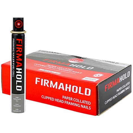 TIMco FirmaHold 3.1 x 75mm Collated Clipped Head Plain Shank Firmagalv Nails & Fuel Cell Qty 1100