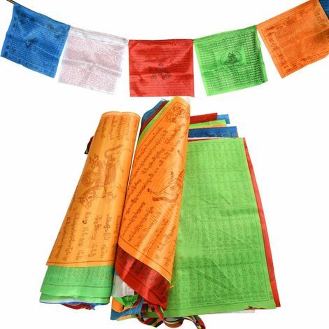 Décoratif de jardin 2 PCS Chaînes de Drapeaux de prière bouddhistes de 7M Fanions bouddhistes tibétains (35.5 x 35.5cm) Décoration extérieure,de (1/5)