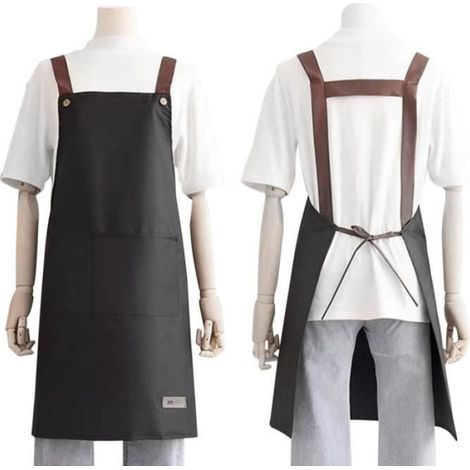 1 Tablier de cuisine, imperméable, résistant à l'huile, avec poches, bretelles réglables, pour restaurant et boulangerie (1/4)