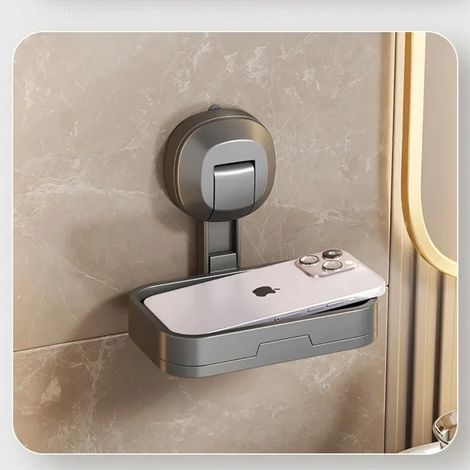 Porte-savon à ventouse, support mural pour savon et éponge, amovible, pour douche, salle de bain, baignoire et cuisine./// Label (1/5)
