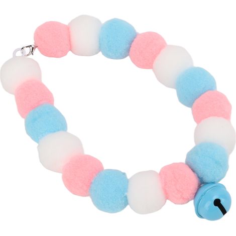 Collier pour animaux de compagnie avec boules en peluche douces et légères, orné d'une clochette, idéal pour les fêtes (DailyBlue, 29 cm). (1/5)