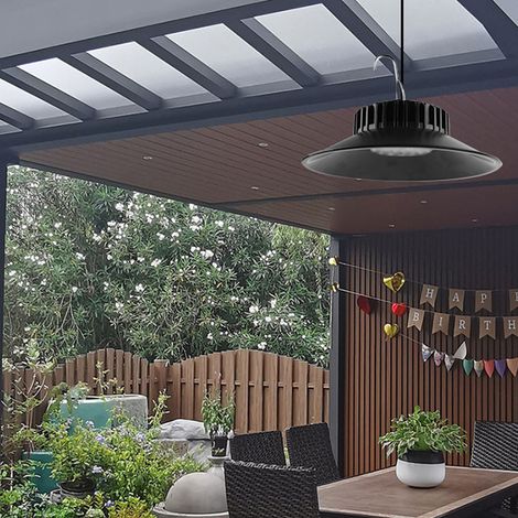 Suspension solaire d'extérieur, lampe solaire pour abri de jardin, suspension métallique pour grange ou gazebo avec télécommande, allumage automatique du crépuscule à l'aube, 3 températures de couleur (1/5)