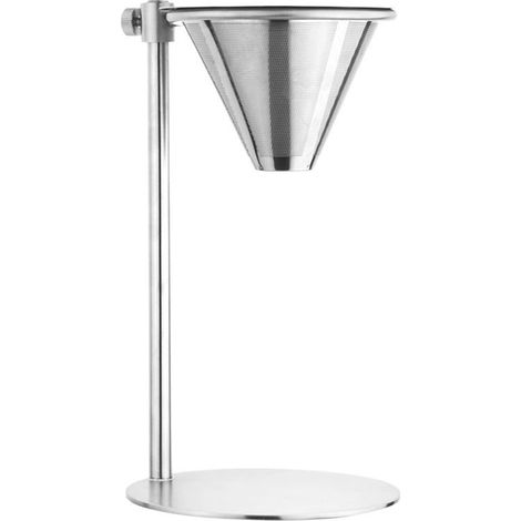 Support à café réglable en acier inoxydable avec filtre double, cône à café goutte à goutte autoportant et support (1/5)