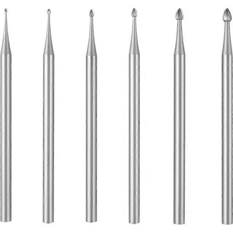 Ensemble de 6 forets à tailler les pierres précieuses à tige de 3/32 de pouce, compatibles avec les outils rotatifs. (1/5)