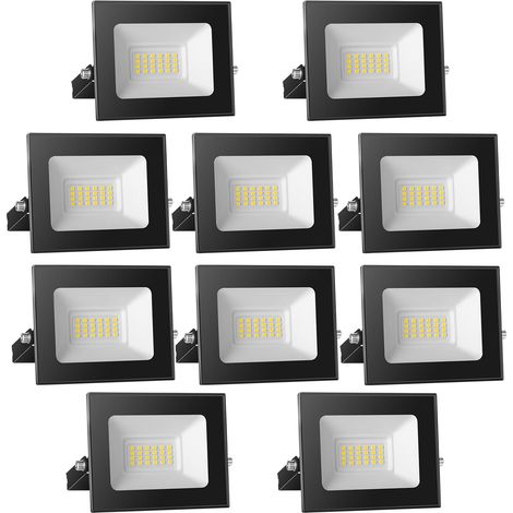 Spot LED 12V DC, 20W Superlight LED Projecteur IP65 étanche, 3000K blanc chaud LED Applique murale extérieure, 2000LM LED Projecteur idéal pour jardin, cour, terrasse, garage,10 pièces (1/5)