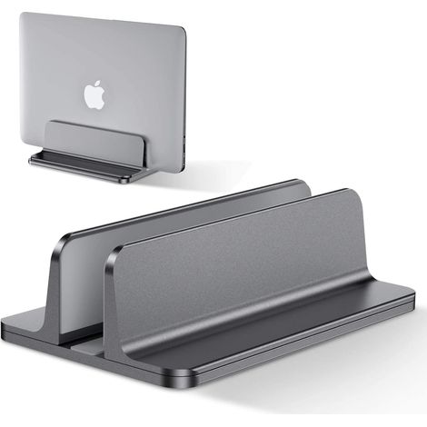 Support Ordinateur Portable Vertical, Support PC Portable en Aluminium Réglable Bureau Laptop Stand pour MacBook Pro/Air, iPad, Surface, HP, Lenovo, Tablette et Autre Laptops - Gris (1/5)