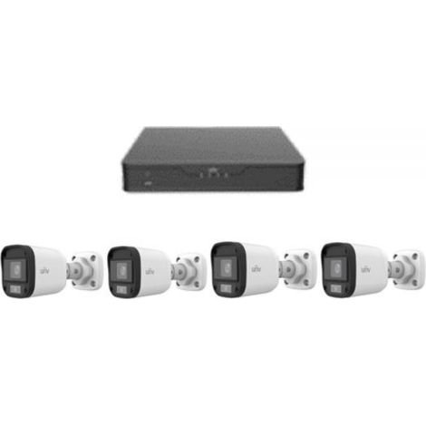 HIKVISION Kit TVCC con DVR Uniview 4 canali + 4 bullet 2,8mm - KITSERIE1BULLET