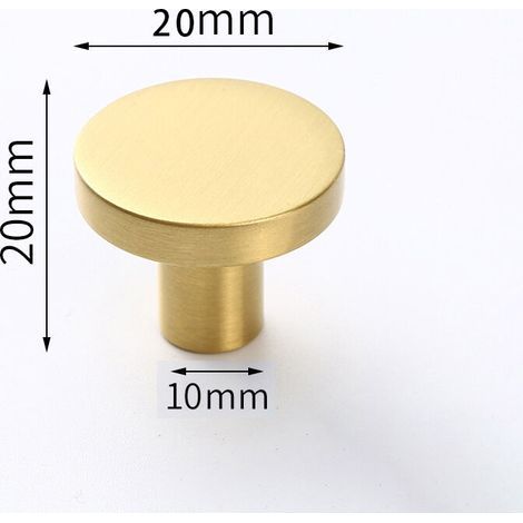 Bouton Poignée Dorée 6Pcs Bouton de Meuble Doré Bouton Poignée Laiton Bouton Poignée or Monotrou Poignée Dorée pour Cuisine placards tiroir commodes armoire(20x20mm Laiton） (1/3)