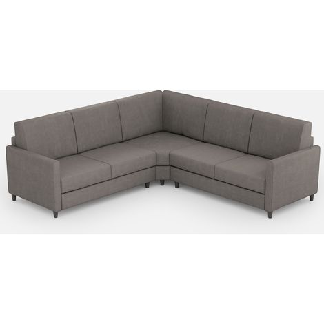 Canapé d'angle moderne italien tissu gris Korane - 5 tailles-Taille 241x241 cm (1/5)