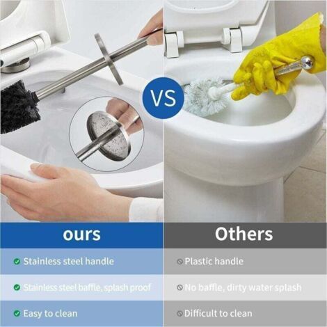 NALOOKAMIC Brosse de Toilette Acier Inoxydable Brosse WC Mural avec Support de Brosse Antibactérienne Balayette WC pour Toilettes (1/3)