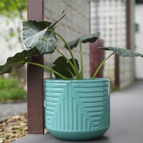 Keramik-Blumentopf Ø 42 cm, türkis, handgefertigt, mit Drainageloch HAVRYA (1/5)