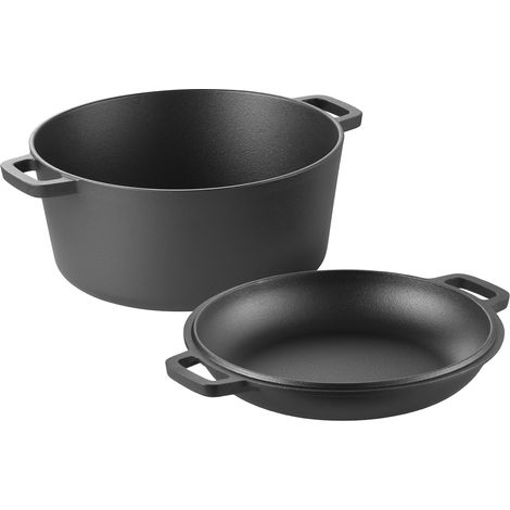 Mophorn Horno Holandés de Hierro Fundido, 2 en 1 con Tapa, 4,73 L, incluye Cesta de Fermentación y Accesorios, apto para horno de pan hasta 260 °C, ideal para 3 a 5 personas, 322 x 260 x 165 mm (1/5)