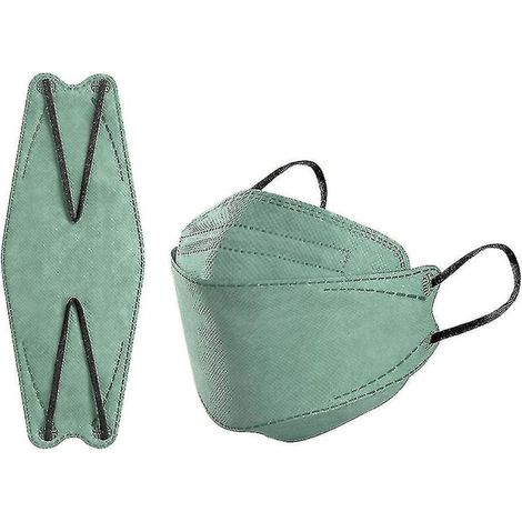 Lot de 50 masques KN95 pour adultes, style poisson, Morandi, FFP2, 4 couches, vert clair. (1/5)