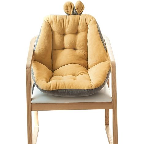 Rocking chair cushion set with ties for lounge chair, recliner chair, dining chair, office chair (yellow) (1/5)