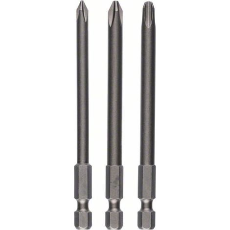 Embouts de vissage courts, qualité extra-dure, jeu de 3 pièces PH1 PH2 PH3 152 mm (1/4)