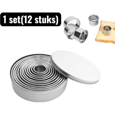 Lot de 12 emporte pièces ronds en métal pour meringues raviolis et pâtisserie argentés (1/5)