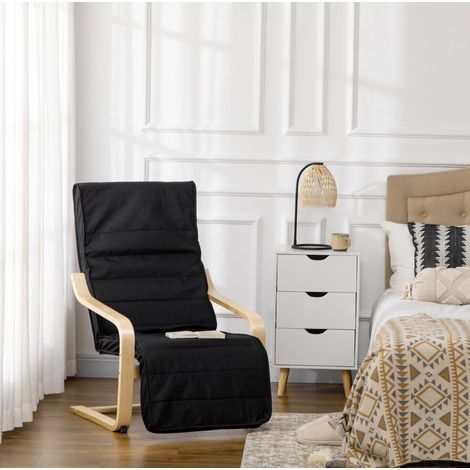 Relaxsessel 66.5x94x100 cm schwarz aus Polyester mit verstellbarer Fußstütze (1/5)