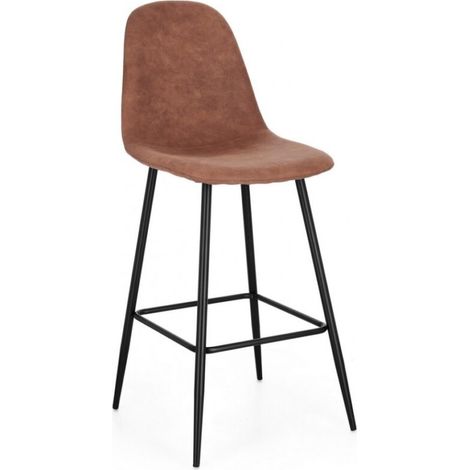 Sgabello Bar in Acciaio, Nero/Marrone (1/2)