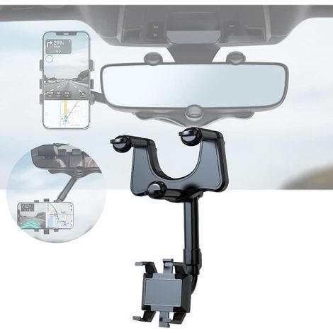 Support telephone voiture retroviseur Support de téléphone de voiture rotatif et rétractable à 360 °,Support de téléphone multi-Ywey (1/5)