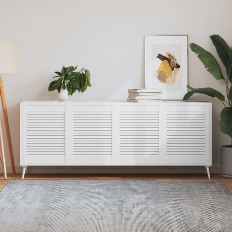 Portes d'armoire à lattes, lot de 4, blanches, 61,5 x 49,4 cm, en bois massif