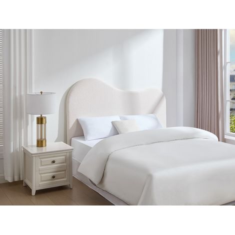 Testata letto 160 cm - Tessuto bouclette Bianco - VORIOTA (1/4)