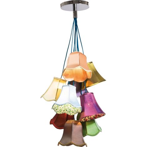 Kare Design Lampada a sospensione Saloon Flowers 9, multicolore, 116x60x60cm, lungh filo 34-90cm non regolabili, cameretta/sala da pranzo, stile boho/shabby, lampadine non incluse (1/3)