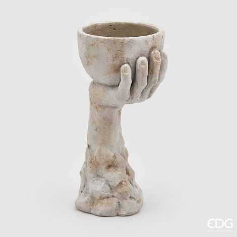 EDG Enzo De Gasperi Vaso Cemento Graal H 36,5 Cm Cemento Waterproof Grigio