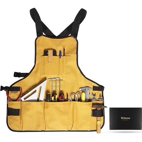 Tablier de travail pour homme et femme, longueur torse avec 21 poches à outils, tablier en toile durable, pour amateurs de bricolage (1/5)