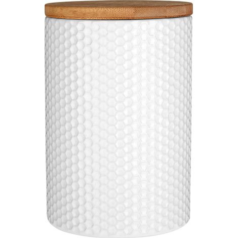 Interiors By Premier Durable White Hex Canister, Practical Design Kitchen Canister For Ingredients, Stainless Steel Canister (1/4)