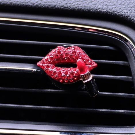 Désodorisant de voiture à clip en forme de lèvres rouges, aromathérapie, pour décoration intérieure (1/5)