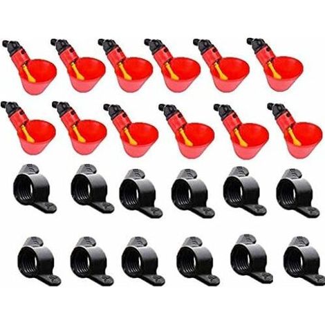 Automatic Water Feeders for Chicken Duck Poultry - Automatic Drinking Water Cups Bird Coop Feed Poultry Chicken Poultry Drinking Water Drinker Cups (12 pcs) (1/5)