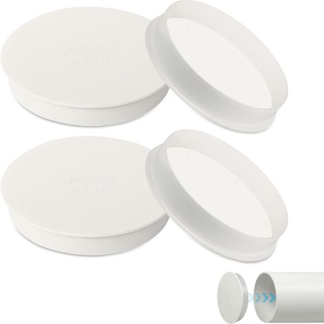 Lot de 4 bouchons à manchon 100 mm pour tuyau de ventilation, cache tuyau 100 mm, couvercle à ressort en PVC pour tuyau d'échappement, couvercle de tuyau de ventilation, plastique ASA (1/5)