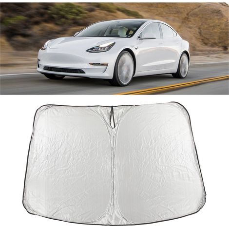 (T04) Windschutzscheiben-Sonnenschutz, faltbarer Sonnenschutz für die Frontscheibe, wärmeisolierender Sonnenschutz, geeignet für Tesla Model Y, Model 3, Model 3 2021-2023. (1/5)