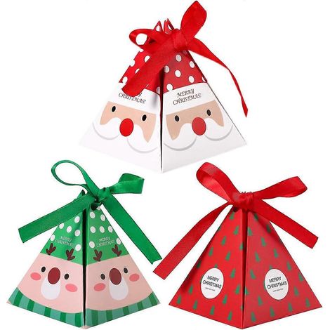 Sacs de Noël, boîtes en papier pour cadeaux, bonbons, biscuits, emballages cadeaux, lot de 3 (1/4)