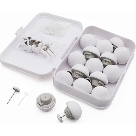 Vakuum-- Lot de 16 Clips de Fixation Ronds pour Housse de Couette, Motif Champignon avec Boutons, pour Housse de Couette de Chambre à Coucher (Blanc) (1/5)