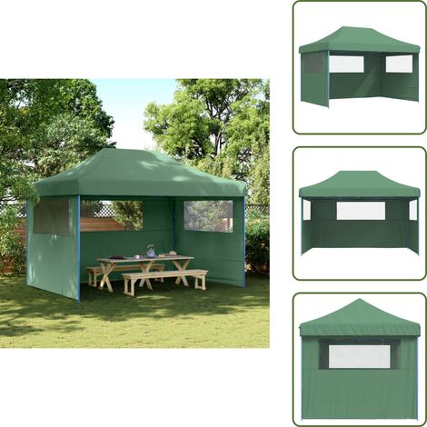 Partyzelt Faltbar Pop-Up mit 3 Seitenteilen Grün - Outdoor-Pavillon - Gartenpavillon - Festzelt - Eventzelt - Partyzelt