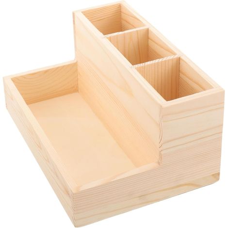 Boîte de rangement en bois pour outils de manucure avec porte-pinceaux de maquillage anti-poussière et rangement pour cotons