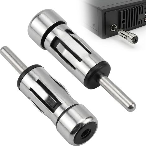 Adaptateur Antenne Auto, 2 Pièces Convertisseur Universel DIN Mâle vers ISO Femelle pour Connexion Radio Voiture (1/5)