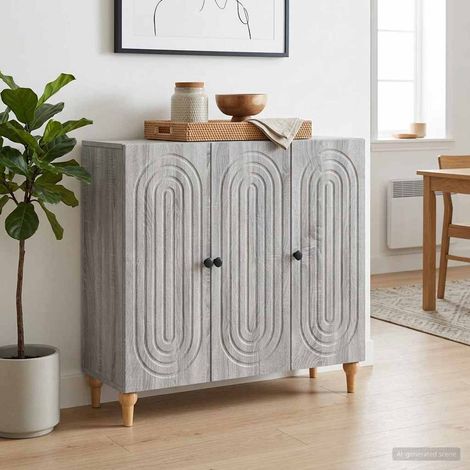 vidaXL Buffet Sonoma gris 89 x 34,5 x 80 cm Bois d'ingénierie (1/5)