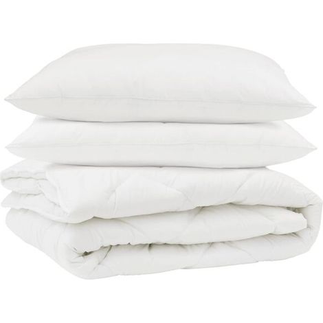 Ensemble couette et oreiller en duvet, ensemble 3 pièces, microfibre blanche. (1/5)