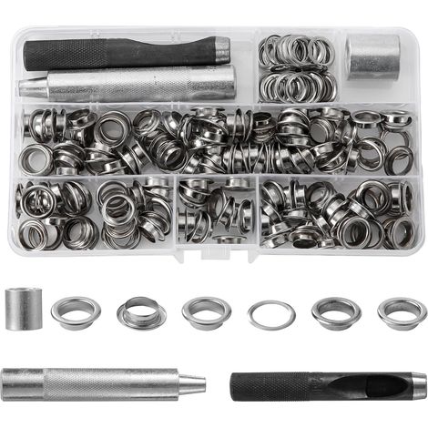 150 Sets Trousse Oillets 10mm Kit Grommets Oeillets en Métal avec 3 Outils Œiillets en Métal Œiillet Couture, œillets de Couture 10mm, Ensembles Oeillets, pour Toile, Chaussures, Vêtements (1/5)
