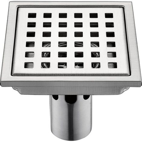 Siphon de sol en acier inoxydable, 1 pièceFiltre carré avec tuyaud'évacuation en acier inoxydableAnti-odeurs, antirefoulement, étanche15 × 15 cm, 15 mètres cubes (1/4)