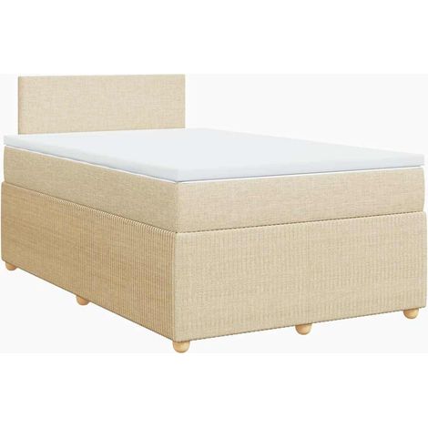 Maison Exclusive - Sommier à lattes de lit avec matelas crème 120x190 cm tissu (1/5)