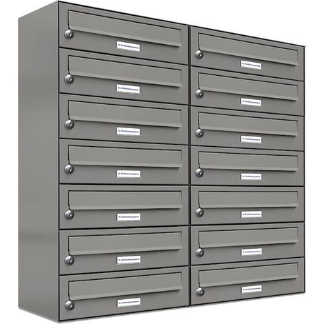 14er Premium Briefkasten Aluminiumgrau RAL Farbe 9007 für Außen Wand Postkasten 2x7 (1/5)