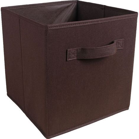 Boîte de rangement pliable en tissu marron de 25 cm de large x 25 cm de long x 25 cm de haut, sans couvercle, type tiroir, 1 pièce (1/5)